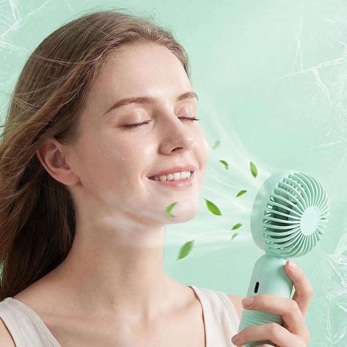 Rossesay 36 Pcs Mini Portable Fan Bulk Cute Handheld Lightweight Small Little Personal Hand Eyelash Fan 3 Speeds USB Rechargeable for Women Men Indoor Outdoor Makeup Travel (Green)