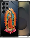 for Samsung Galaxy S25 Ultra Case,Graphic Design for Girl Boy Soft Silicone Hard Acrylic Shock Protection Designed for Samsung Galaxy S25 Ultra Red Virgen Guadalupe Pattern