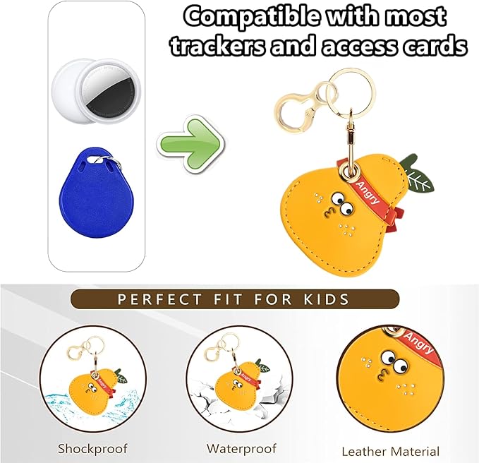Leather Keychain Holder Case Compatible with AirTag,Cute air tag Cover with Keychain Ring,GPS Tracker Case for Keys