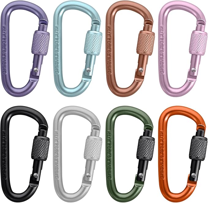 Carabiner Clip, Key Hooks for Keychain Aluminum D Ring Shape Carabiner, Key Chain Clip Hook, Keychain Clip, Multipurpose for Camping, Hiking, Backpacking or Other Outdoor Activities, 8PCS