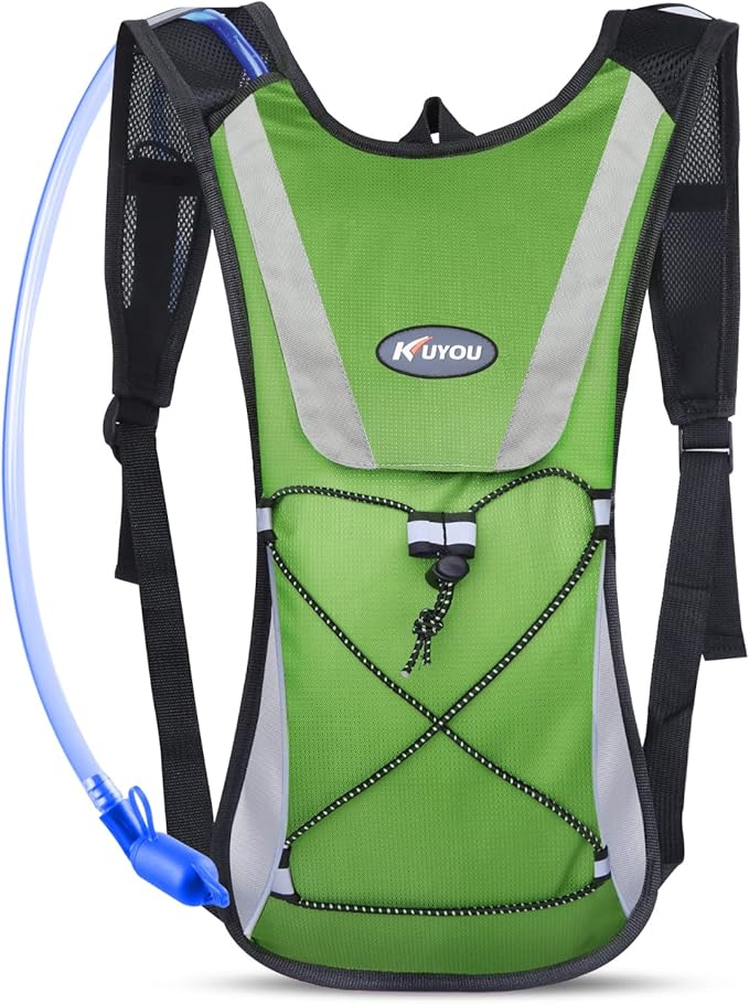 KUYOU Running Hydration Vest - Lightweight Insulated Hydration Backpack with 2L Water Bladder, Adjustable Chest Straps and Reflective Water Backpack for Running Marathon Race Hiking Cycling