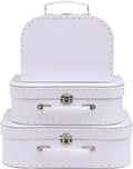 Jewelkeeper Paperboard Suitcases, Set of 3 Vintage Decorative Storage Box, Luggage Decor Storage, Vintage Decor for Birthday, Weddings, White Design