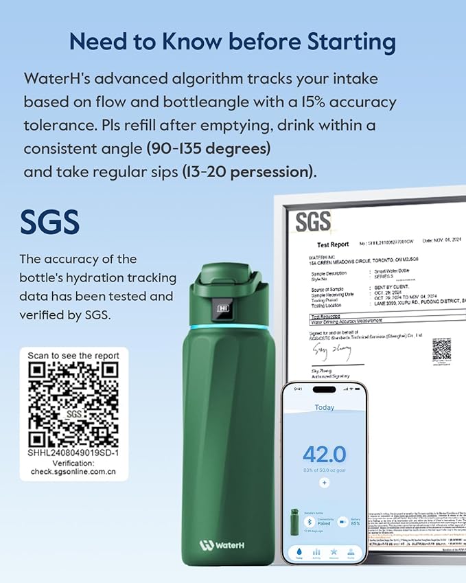 BOOST Smart Water Bottle with Reminder & Tracker, Double Wall Vacuum Insulated Bottles Stainless Steel, 32oz BPA-Free Wide Mouth for School, Gym, Office, Ideal for Mother's Day