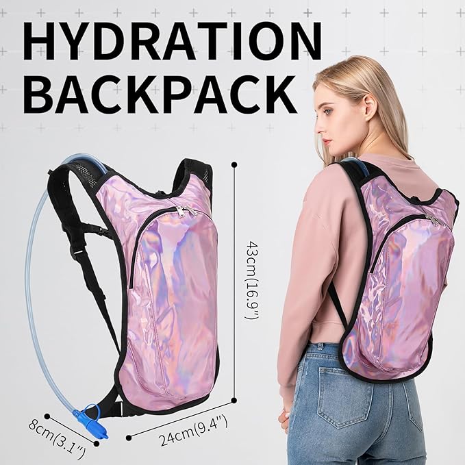 Roptat Hydration Backpack Pack with 2L Hydration Bladder - Lightweight Water Backpack Water Pouch for Women Men Running Riding Biking Music Festival