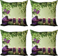 Ambesonne Spa Throw Pillow Cushion Case Pack of 4, Stones Aromatic Candles and Orchids Blooms Treatment Vacation, Modern Accent Double-Sided Digital Printing, 18", Green Purple