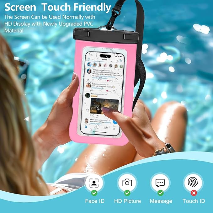 4 Pack Waterproof Phone Pouch IPX8 Universal Waterproof Case Dry Bag Phone Protector for iPhone 17/16/15/14 Pro Max Plus XS XR X8 Galaxy S25 S24 S23 Pixel Up to 8.4"(Multicolor 4)