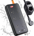 Outdoor Power Strip Weatherproof, IPX6 Waterproof Surge Protector with 6 Wide Outlets and 2USB A&2USB C, 1625W/13A, 10FT Extension Cord, Wall Mountable for Indoor Outdoor, UL FCC Listed