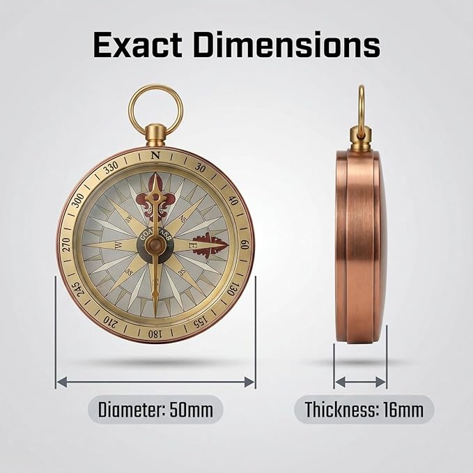 Pocket Compass, Antique Compass Pocket Watches, Copper Flip Cover Pockets Watch Compasses, Portable Camping Watch Flip Compasses for Camping Hiking Boating Backpacking