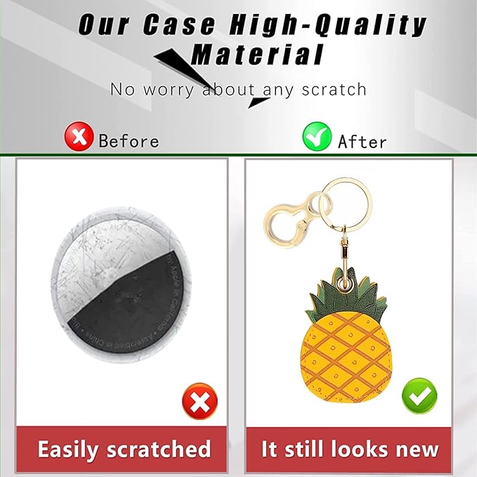 Leather Keychain Holder Case Compatible with AirTag,Cute air tag Cover with Keychain Ring,GPS Tracker Case for Keys