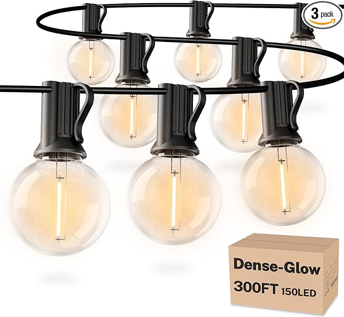 RTTY 300 FT Outdoor String Lights, Patio Light for Outside with 156 Shatterproof LED Globe Bulbs, Waterproof Connectable Dimmable Hanging Lighting for Cafe Bistro Market Backyard Porch, Warm White