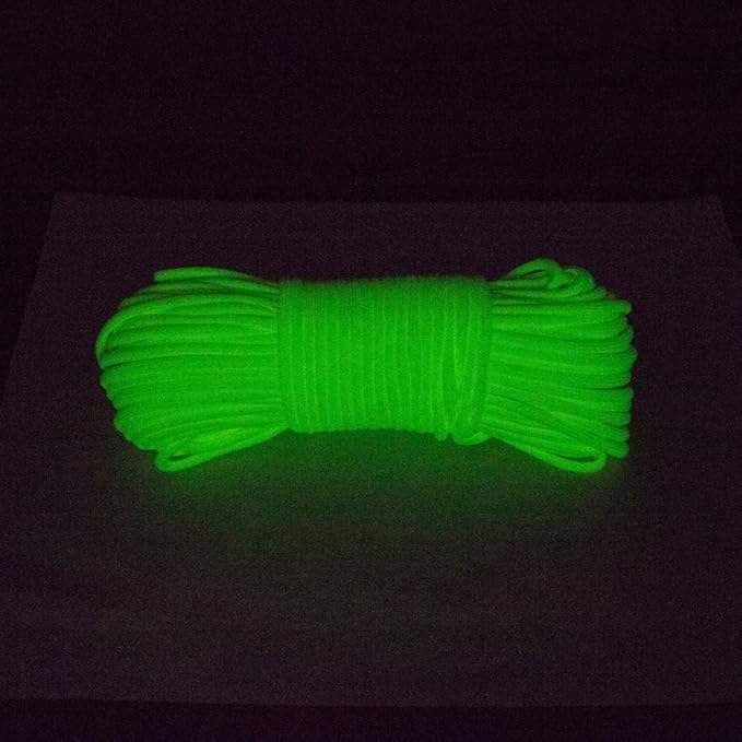 Glow in The Dark Zesty 550lb Paracord – 21 Strand Luminous Parachute Cord for Nighttime Outdoor Utility – 8 Colors and Length Options of 25', 50’, 100’, and 1,000’