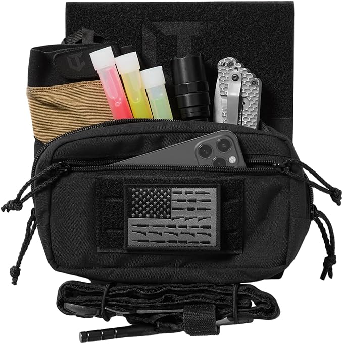 Tactical Admin Pouch Laser Cut MOLLE EDC Tool Organizer with Carabiner and Keychain Modular Dangler Utility Sack