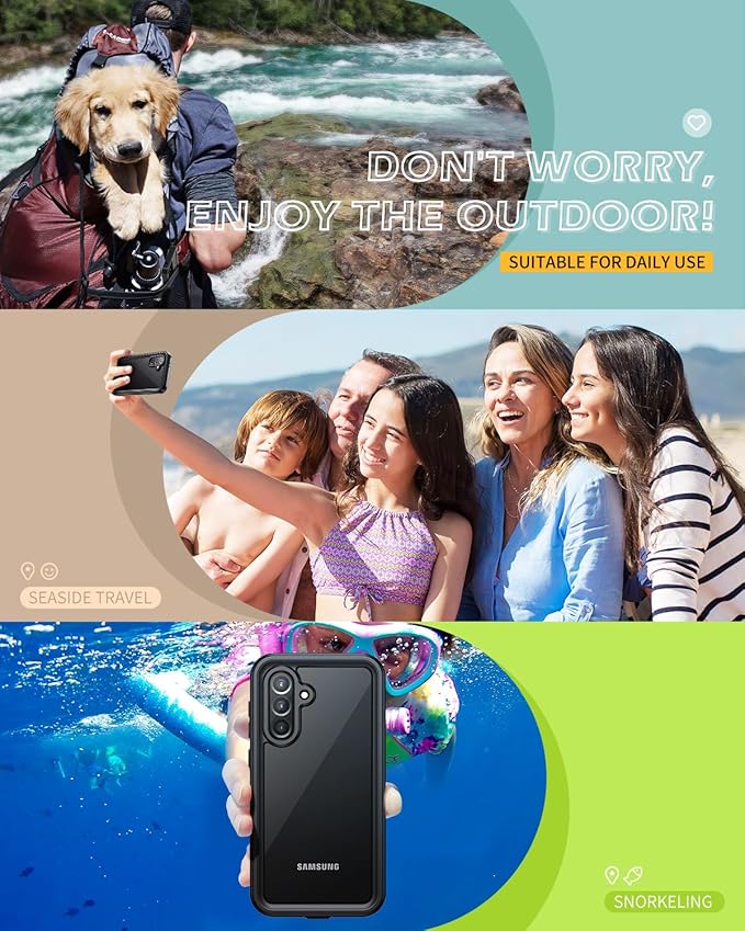 Lanhiem for Samsung Galaxy A56 Phone Case, IP68 Waterproof Dustproof, Built-in Screen Protector, Rugged Full Body Shockproof Protective Cover for Samsung A56 6.7", Black