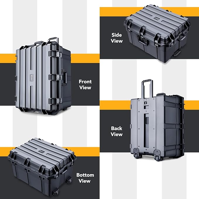 Lykus HC-7240 Large Waterproof Hard Case with Wheels and Customizable Foam, Interior Size 28.3x21.6x15.6 inch, Suitable for cameras, lenses, electronic equipment and more