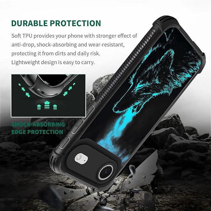 for iPhone 17 Air Case,for MagSafe Graphic Design for Girl Boy Soft Silicone Hard Acrylic Shock Protection Designed for iPhone 17 Air Blue Breathing Wolf Pattern