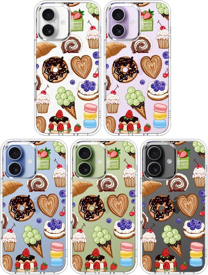 MOSNOVO for iPhone 17 Case, Shockproof Military-Grade Protection 6.6ft Drop Tested, Camera Control, Clear Phone Case for iPhone 17, Sweet Treats Design