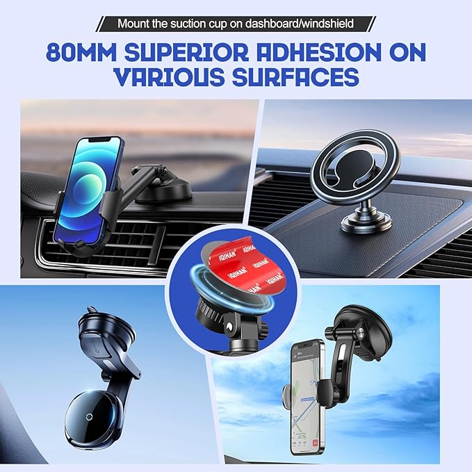 Sticky Adhesive for Car Phone Holder Mount, Double Sided Mounting Tape Replacement for Suction Cup, Heavy Duty Anti-Slip Mat Sticky for Dashboard Windshield, 4pcs Glue Sticker for Cellphone Stand