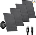 2W Solar Panel for Security Camera Outdoor, USB/USB-C Charger with IP65 Waterproof, 360° Adjustable Mount & 7.2ft Cable, Compatible with Rechargeable Battery Cameras (4 Pack, Black)