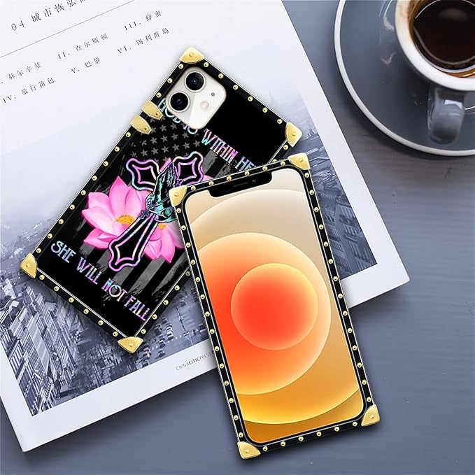 Compatible with iPhone 11 Case, Praying Cross Hands Luxury Golden Decoration for Girl Women Soft TPU Shockproof Protective Hard PC Back for iPhone 11