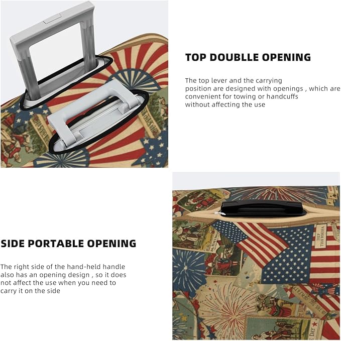 Patriotic 4th of July Luggage Cover, American Flag Fireworks Elastic Suitcase Protector for Independence Day Travel (Fits 25-28 Inch Luggage)