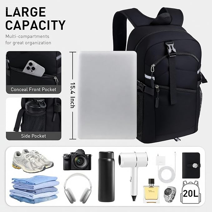 Small Hiking Backpack,20L Lightweight Travel Daypack,Ideal for Hiking,Traveling and Outdoor Adventure,Black