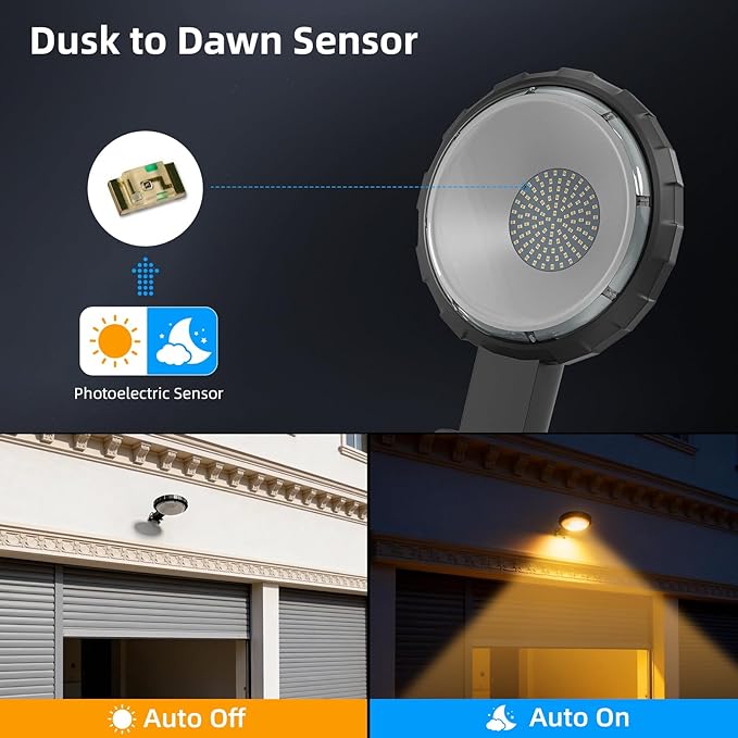 Karjoefar LED Barn Light, Dusk to Dawn Outdoor Lighting with 100W 10000LM 5000K Warm Light, IP65 Waterproof Outdoor Security Flood Lights for Garage Yard Street Warehouse Use