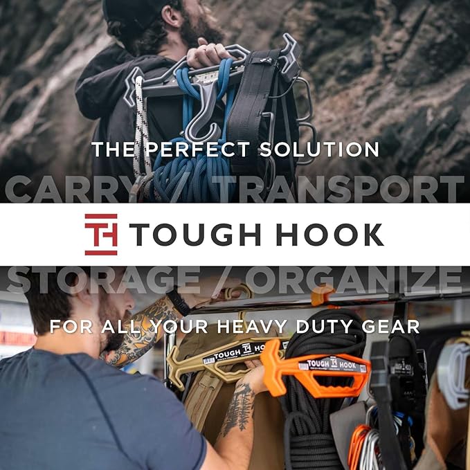 Tough Hook Original Heavy Duty Hangers – The Superhero of Hangers USA-Made, Anti-Slip ABS Resin Tactical Hanger for Police Gear, Scuba Gear & Dive BCD – DuraResin 200-lb Cap Wetsuit Hanger, 4 Tan