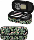 Vintage Cactus Pencil Holder Bag Cute Pink Flower Spikes Summer Pencil Case College Office School for Teens Boy Girl