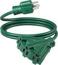DEWENWILS 6FT Outdoor Extension Cord, Green Extension Cord 13A/1625W, Weatherproof 16/3 SJTW Power Cable with Multiple Outlet,Holiday Decor Landscaping String Lights, ETL Listed, 1 Pack