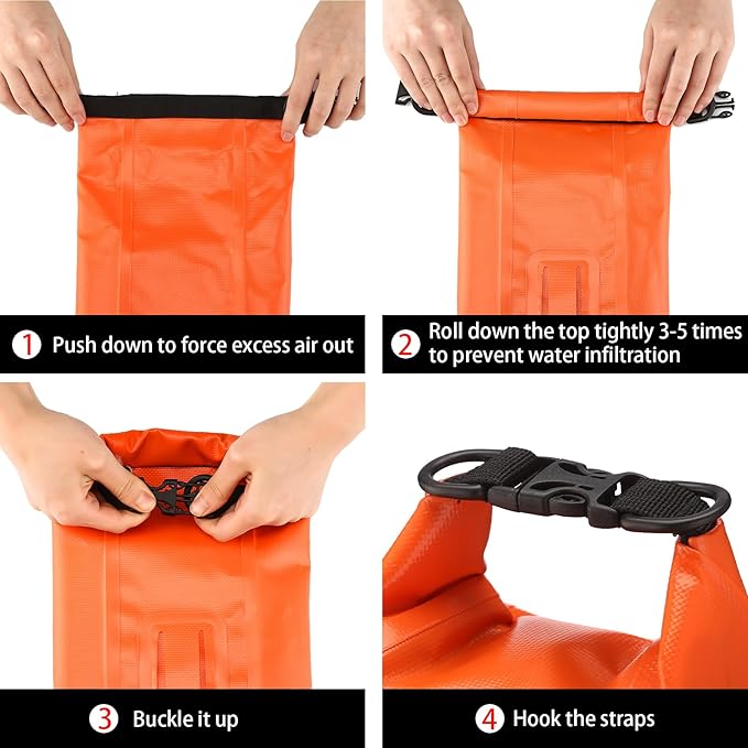 Boat First Aid Kit Waterproof, WELL-STRONG Marine Emergency Kit with Roll Top Dry Bag for Boating Fishing Kayaking – Water-Resistant Contents for Camping & Beach（Orange）