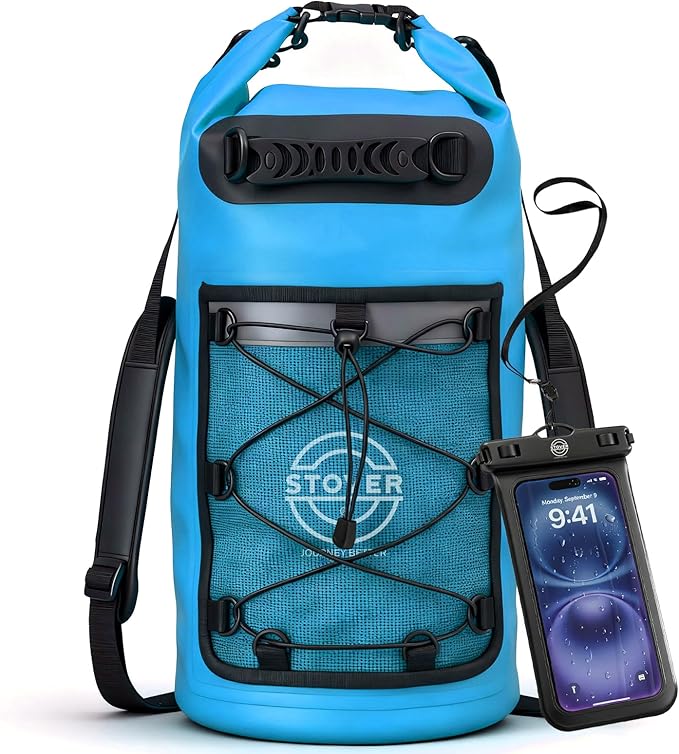 STOVER 5/10/25/30/40/55L Waterproof Dry Bag- Roll-Top Backpack w/Phone Case- Kayaking, Hiking, Camping, Boating- Men/Women