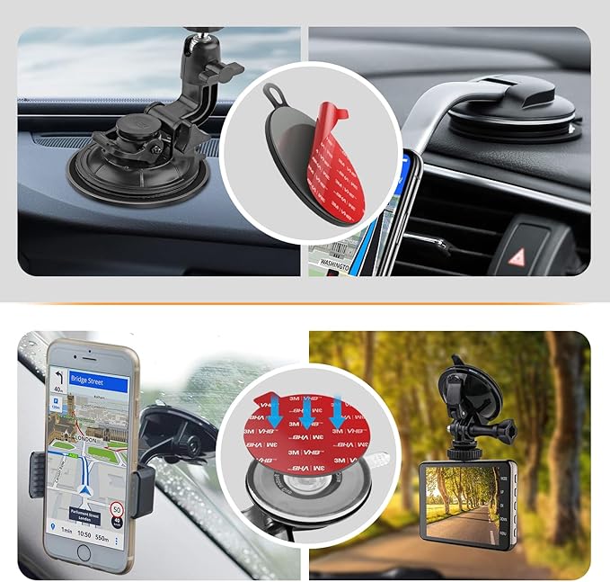 Dashboard Pad Mounting Disk for Suction Cup, 3.75” Large Plastic Extra Strong Adhesive Disc for Dash Windshield Holder, Camera GPS, Tablet, Car Phone Mount Base with Sticky Adhesive Replacement