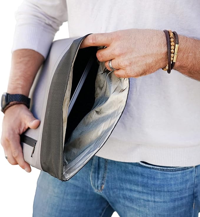 Mission Darkness Dry Shield Faraday Laptop Sleeve // Slim Waterproof Bag for Laptop Computers, RF Shielding Liner, Felt Padding, Magnetic Roll Closure, Signal Blocking, Anti-Hacking, Data Security