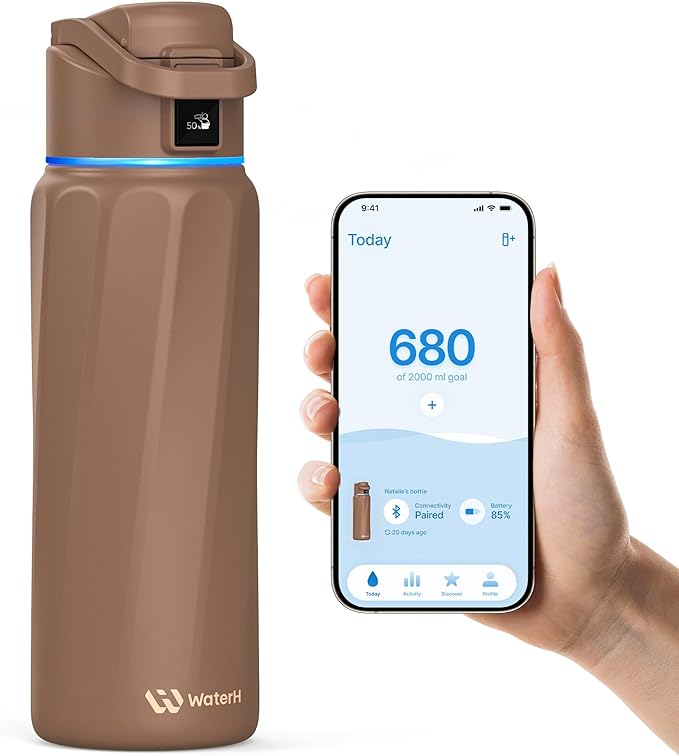 BOOST Smart Water Bottle with Reminder & Tracker, Double Wall Vacuum Insulated Bottles Stainless Steel, 32oz BPA-Free Wide Mouth for School, Gym, Office, Ideal for Mother's Day