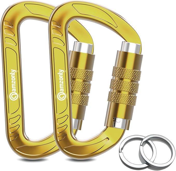 3inch Auto Locking Carabiner Clips Heavy Duty, 12KN /2697lbs Lightweight keychain carabiners, Sturdy Twist Lock Caribeeners for Camping Hiking Hammock Swing Backpack, dog leash and Harness etc
