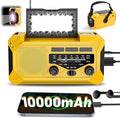 Emergency Hand Crank Radio with LED Flashlight, AM/FM NOAA Portable Weather Alert Radio, Solar Powered Radio with Phone Charger, USB Charged, Headphone Jack, SOS Alarm, Compass for Outdoors Yellow