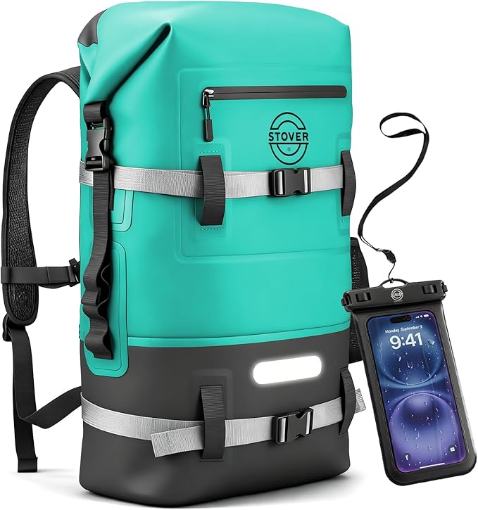 STOVER 5/10/25/30/40/55L Waterproof Dry Bag- Roll-Top Backpack w/Phone Case- Kayaking, Hiking, Camping, Boating- Men/Women
