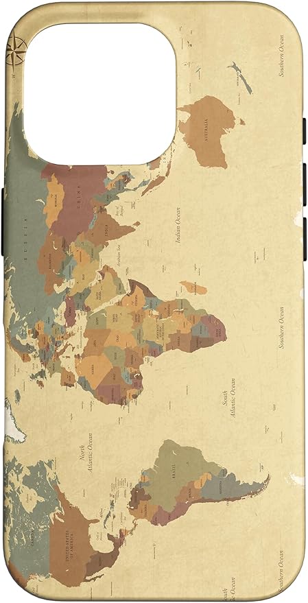 Globe Map Smartphone Cell Cover Gift World Map Pattern Phone Case for iPhone 16 Pro