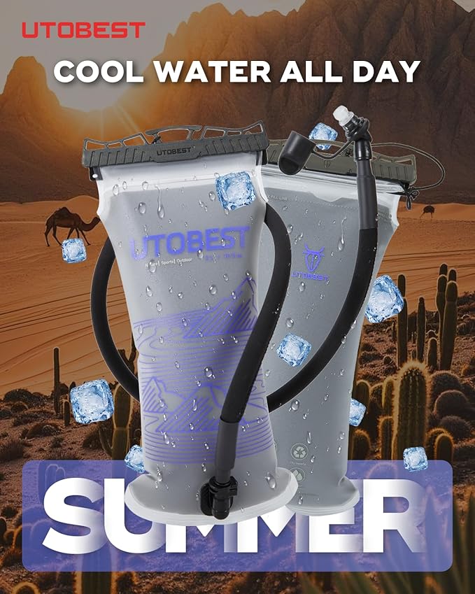 UTOBEST Insulated Water Bladder with Bite Valve Cover Keeps Water Cool or Warm for Hours, Leakproof TPU Hydration for Hiking Camping and Backpacking