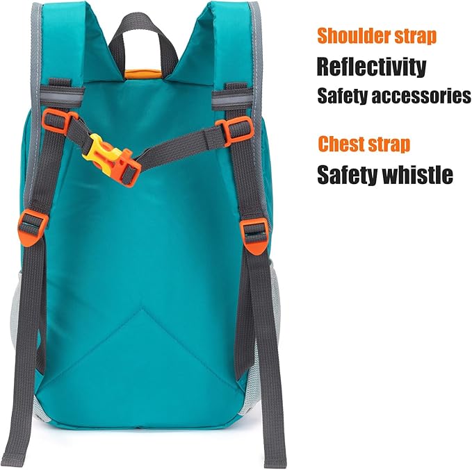 IVYGREEN Little Kids Hiking Backpack for Boys or Girls, Small Daypack for Camping or Travel (Teal blue, Small)