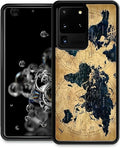 for Samsung Galaxy S20 Ultra Case, Brown World Map Pattern Graphic Design Girl Boy Soft Silicone Hard Acrylic Shock Protection for Samsung Galaxy S20 Ultra