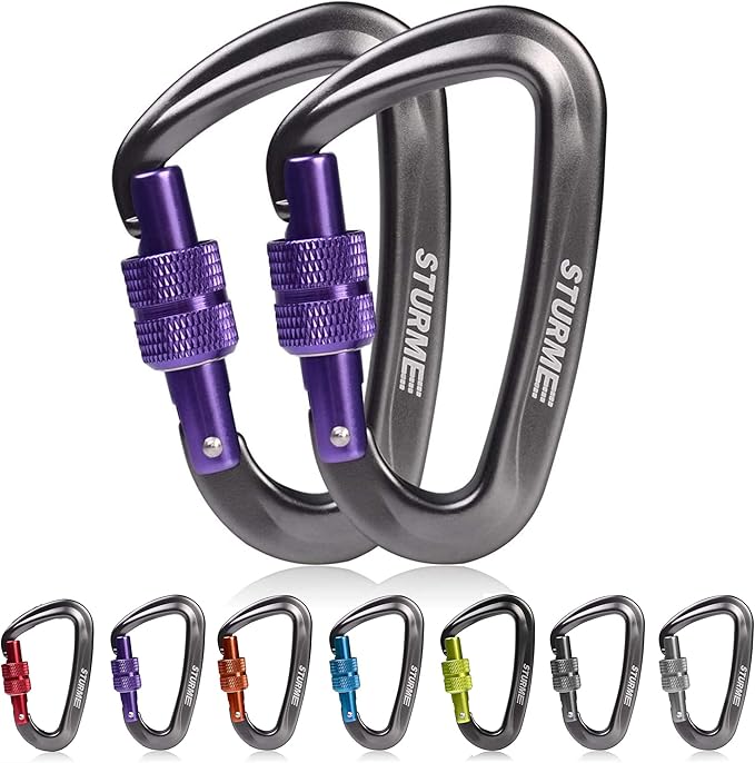 STURME 12kN (2697 lbs) Heavy Duty Locking Carabiner Clips for Outdoor, Camping, Hiking, Securing Pets, Hammock, Dog Leash Harness