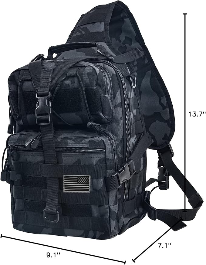 hopopower Tactical Sling Bag, Sport Bag Military Rover Shoulder Backpack EDC Assault Range Bag, Chest Pack Handbag Waterproof