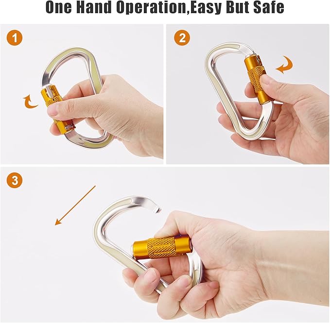 SOB Heavy Duty Steel Carabiner Clips -Auto Locking Climbing Carabiner, Industrial Strength Climbing Hooks for Keychains, Outdoor Gear, Backpacks, Hiking & Camping