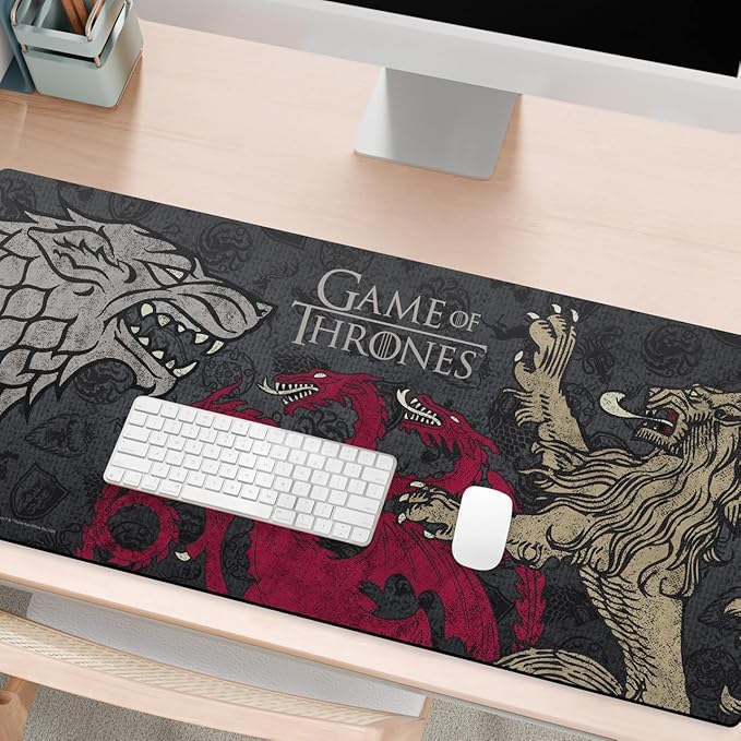 Head Case Designs Officially Licensed HBO Game of Thrones Stark, Targaryen, Lannister Graphic Art 37.4 x 15.75 x 0.16 inches (900 x 400 mm) - XL Gaming Office Desk PC Keyboard Mouse Mat Pad