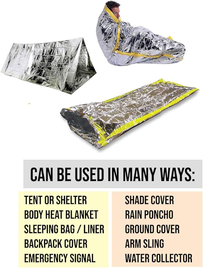 ASA TECHMED Emergency Mylar Thermal Blankets Bulk, Space Blanket Survival kit Camping Blanket, First Aid Kit for Outdoors, Survival, Hiking, Natural Disasters, First Aid, Marathons. 1 Pc