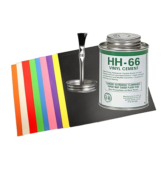 HH-66 Vinyl Repair Kit for Inflatables and Bounce Houses, Includes 4oz Vinyl Cement and 9 Heavy Duty 8x8 Inch 18oz PVC Patches, Waterproof Repair Patch Kit