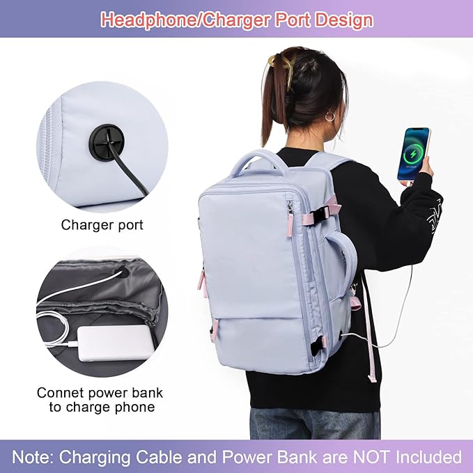 Sinaliy Carry on Backpack, Waterproof 17 Inch Laptop Backpack for Women, Flight Approved Backpack for Travel, College, Work