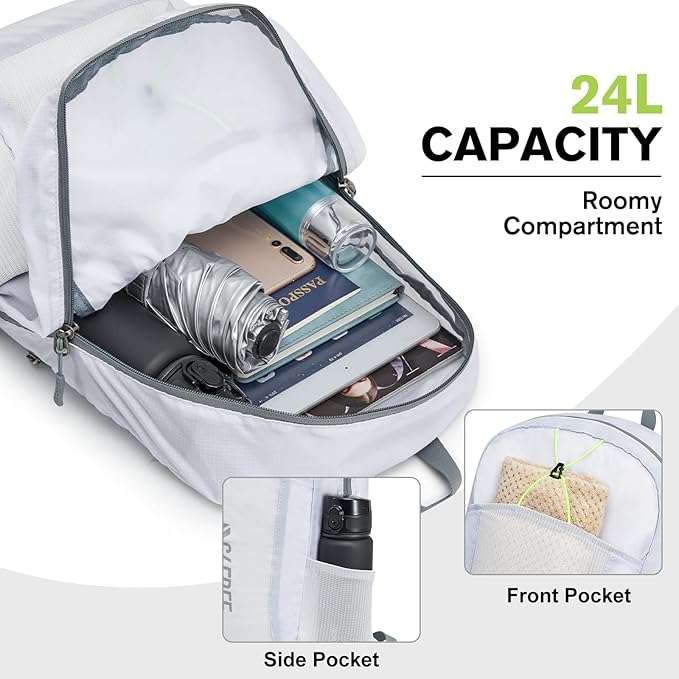 G4Free 24L Lightweight Packable Hiking Backpack Small Sport Travel Daypack Water Resistant for Women Men