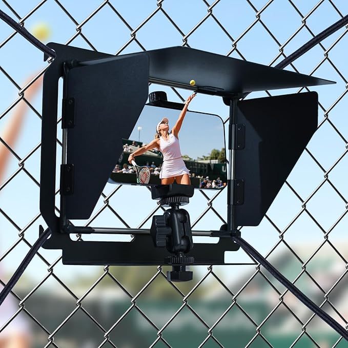 Baseball Fence Phone Mount with 3-Sided Anti-Glare Sunshade, Capture Clear Game Footage in Bright Sunlight, Fits iPhone, GoPro, Mevo Start & Action Cameras, Durable Metal Clip (Black)